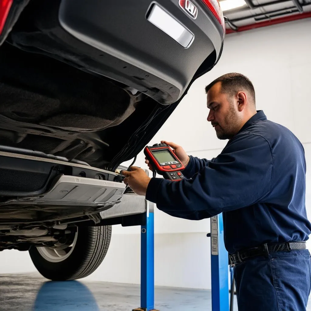 Mechanic Inspecting Honda Pilot