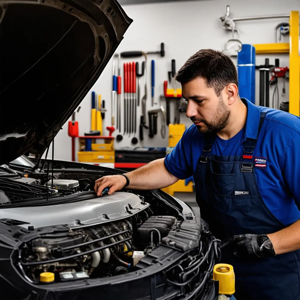 Mechanic repairing a car