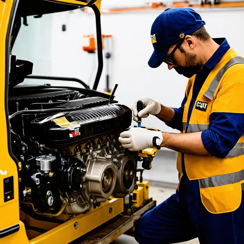 Mechanic Repairing Caterpillar