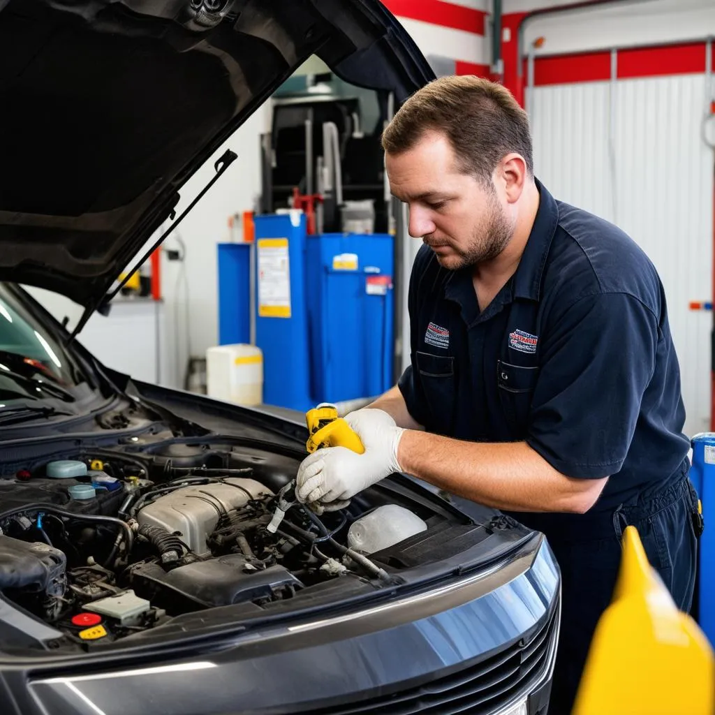 Mechanic Replacing Fuel Pump