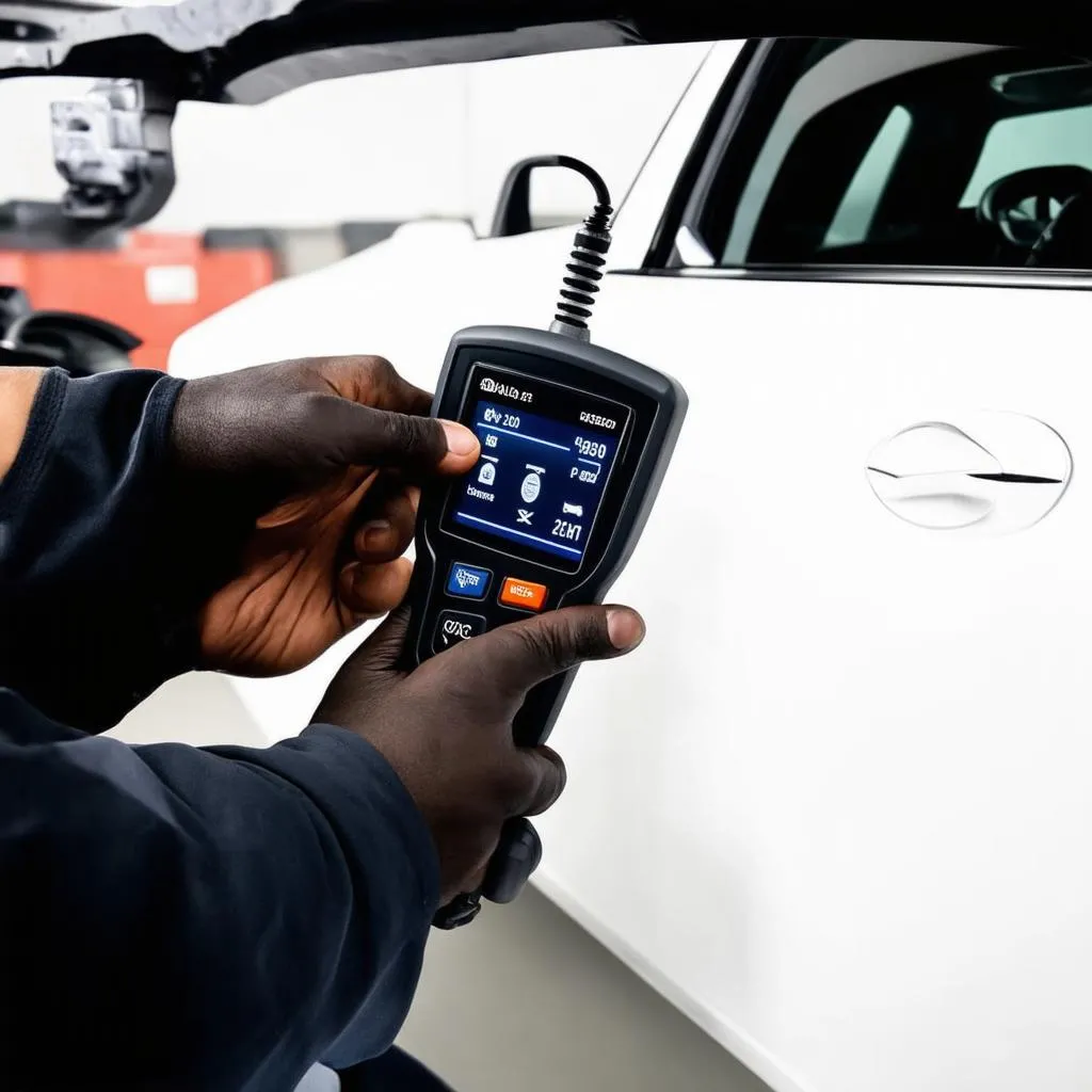 Mechanic Resetting Car Maintenance Light