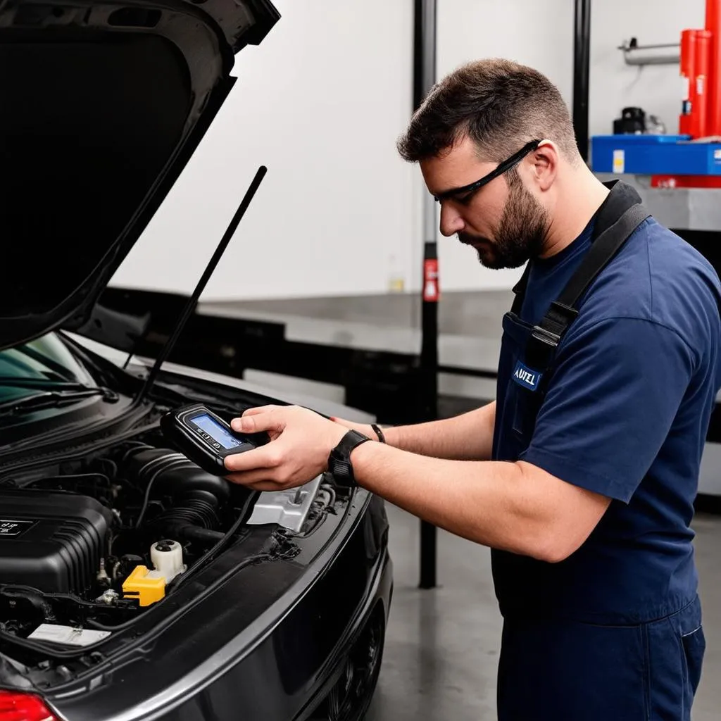 Mechanic Using Autel Scanner