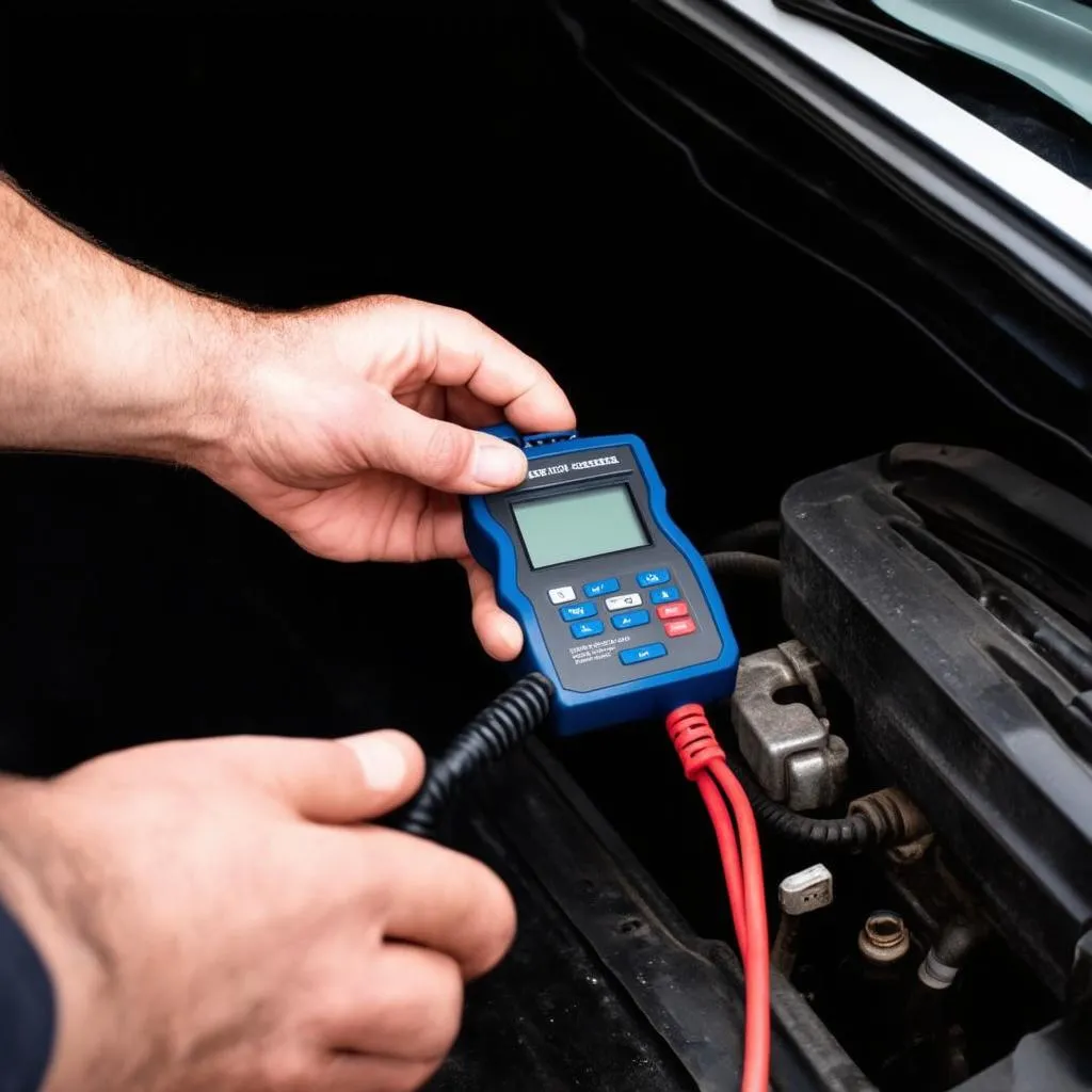 Mécanicien utilisant un outil de diagnostic