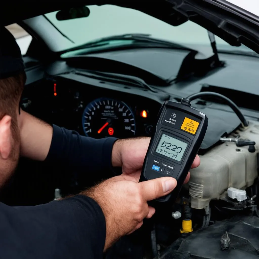 Mécanicien utilisant un lecteur de code OBD II