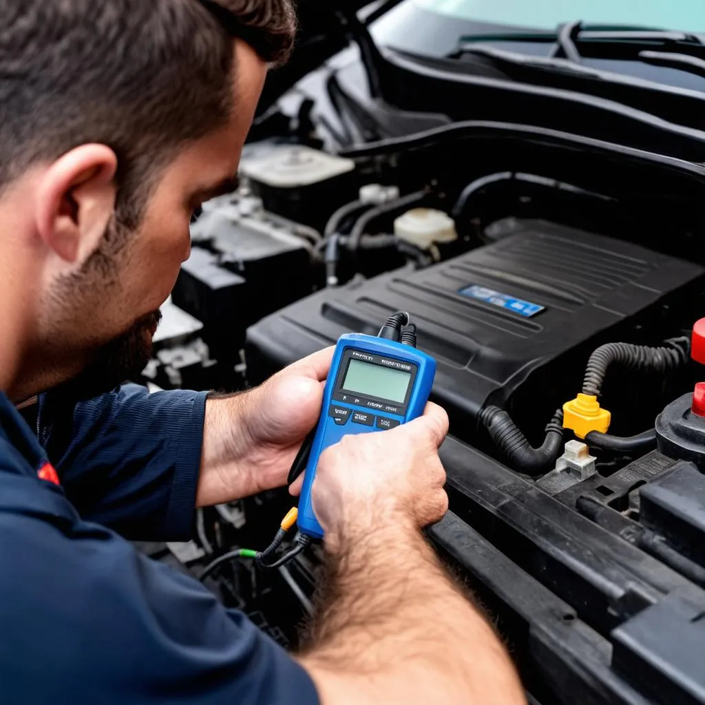 Mechanic using OBD Scanner