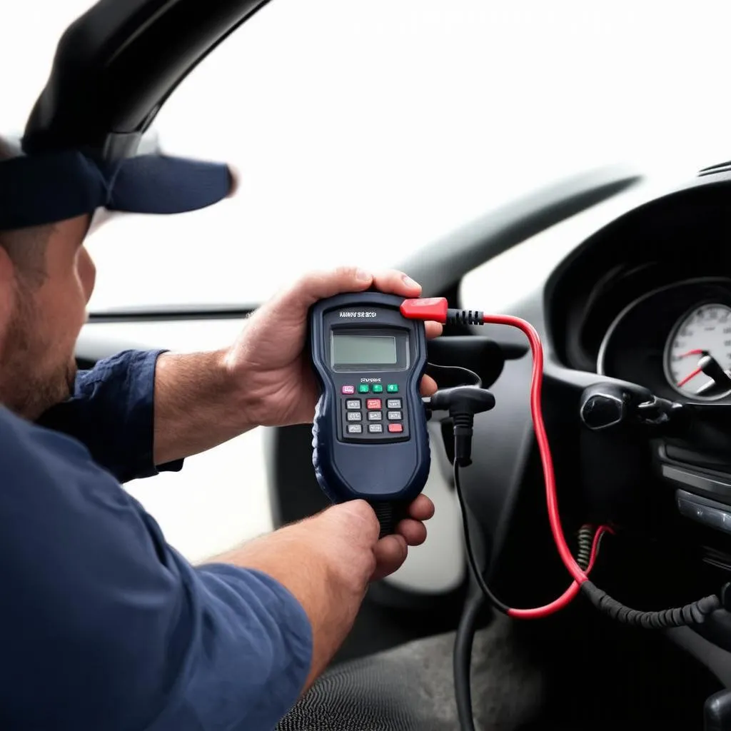 Mechanic using OBD Scanner