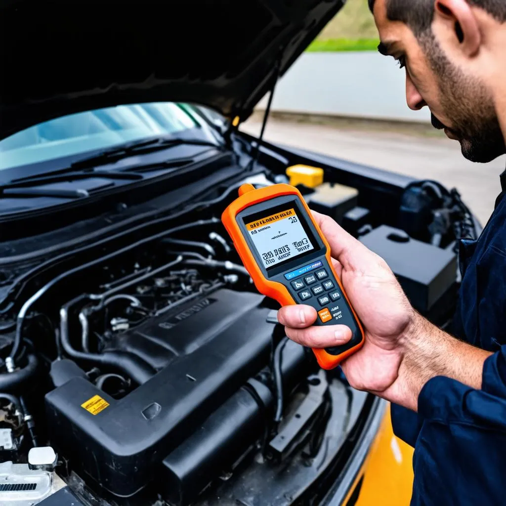 Mécanicien utilisant un scanner OBD