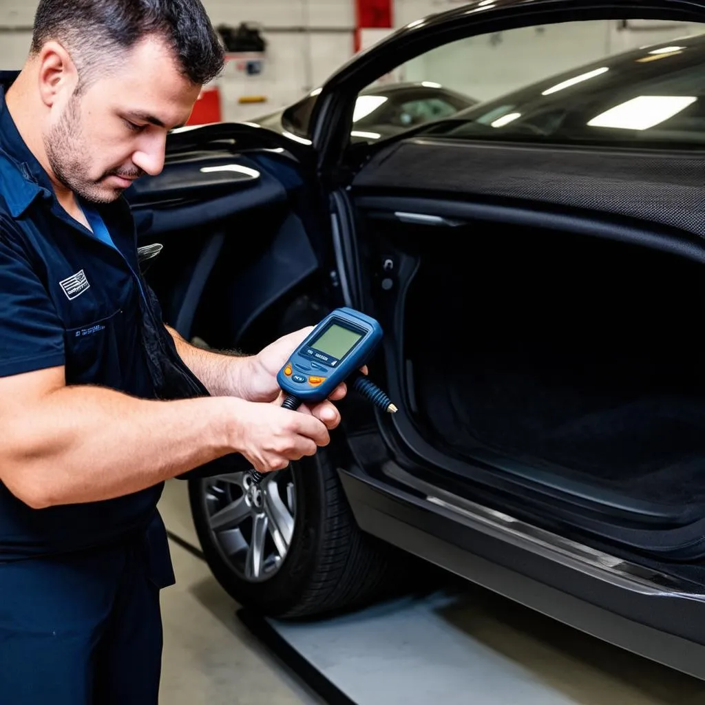 Mechanic using OBD Scanner