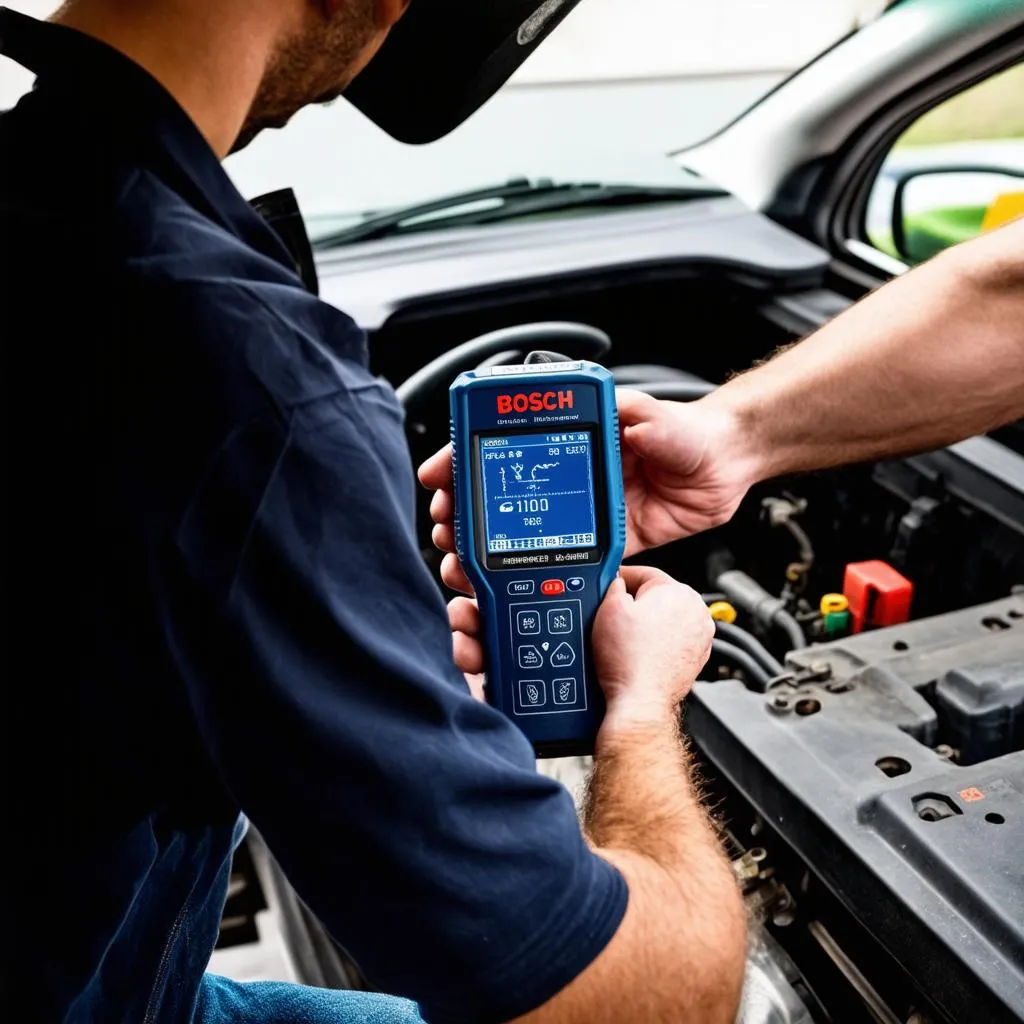 Mechanic Using OBD Scanner