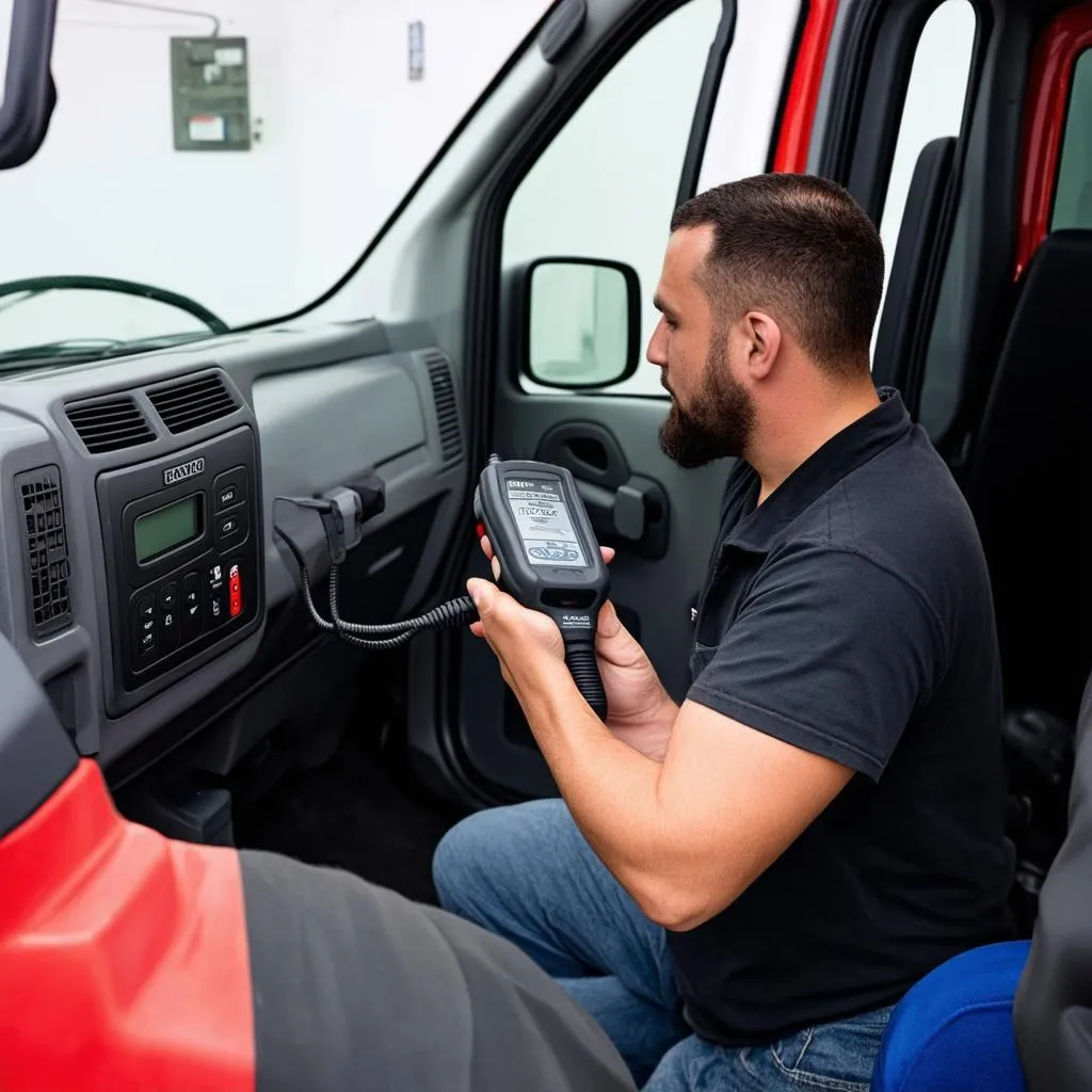 Mechanic Using OBD Scanner