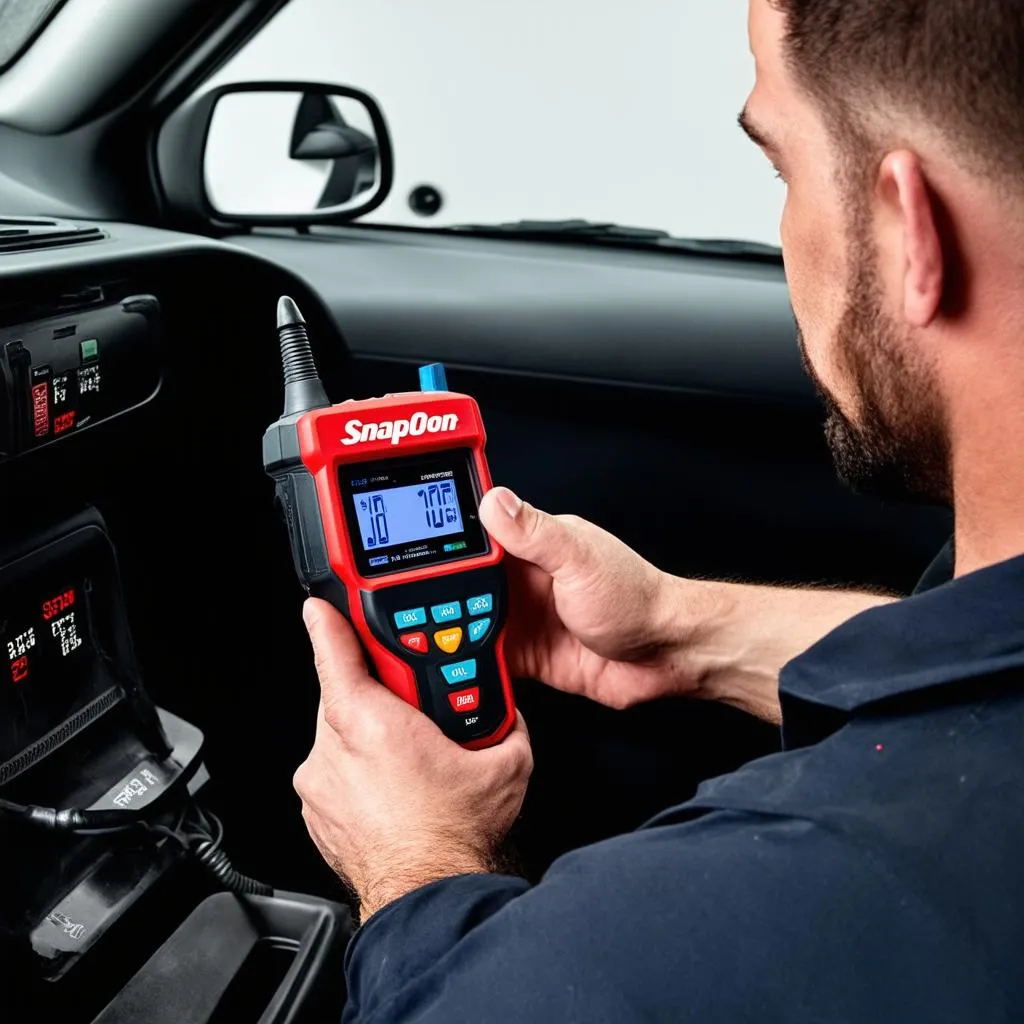 Mechanic using Snap-On Scanner