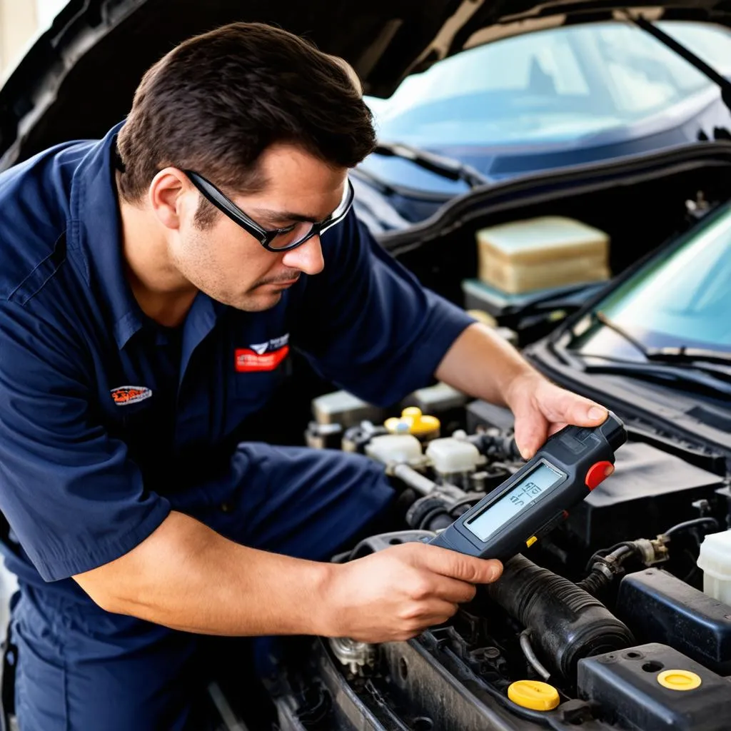 Mécanicien travaillant sur une voiture