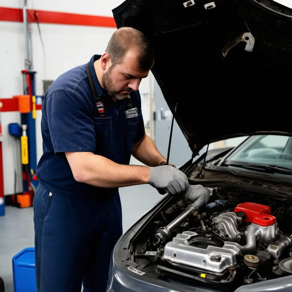 mécanicien travaillant sur une voiture