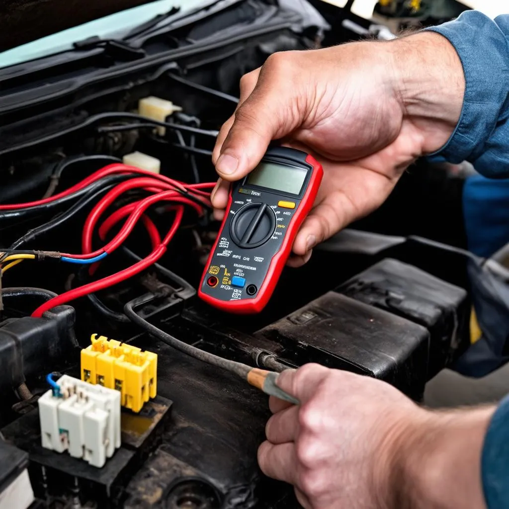 Mécanicien travaillant sur une voiture