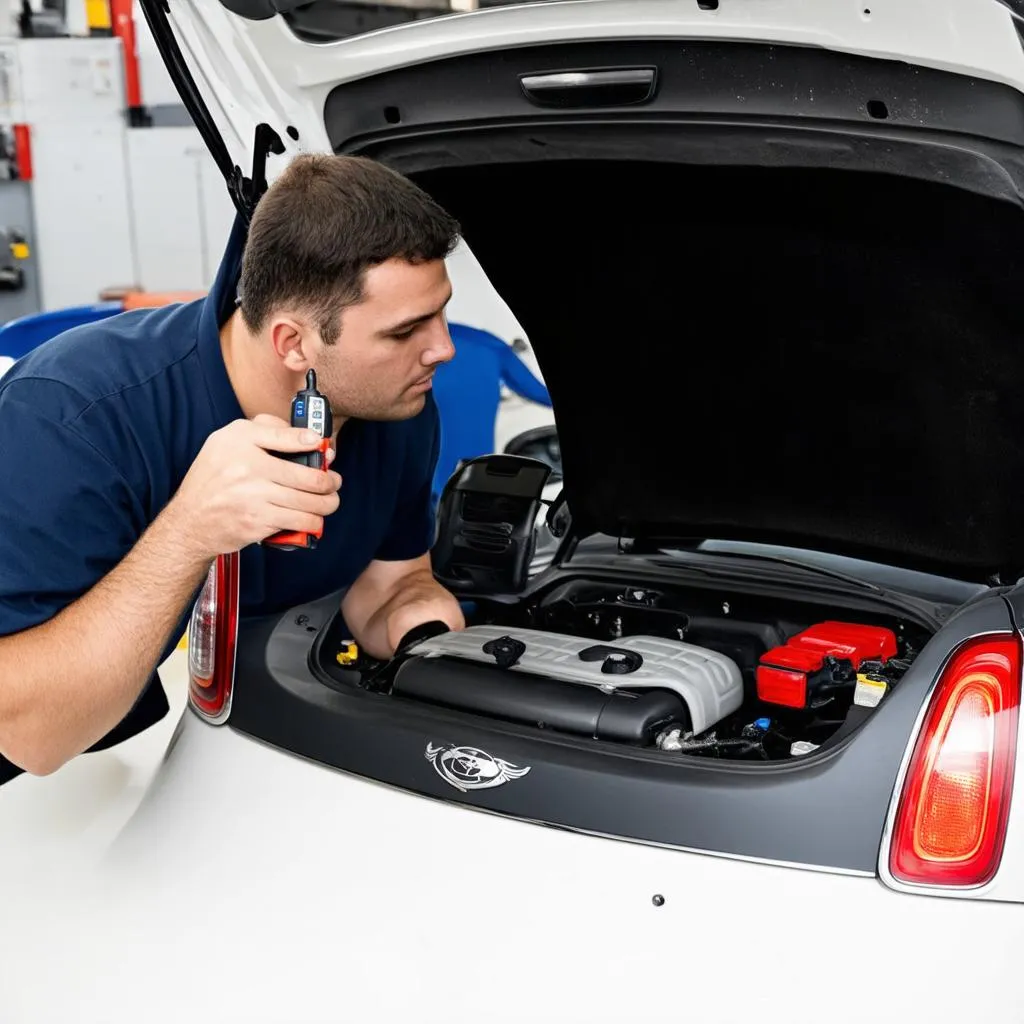 Mécanicien travaillant sur une voiture