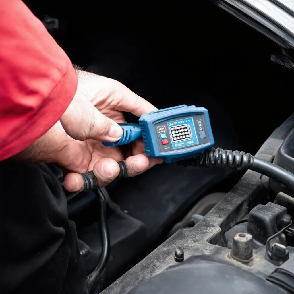 Mechanic Working on Car Diagnostics