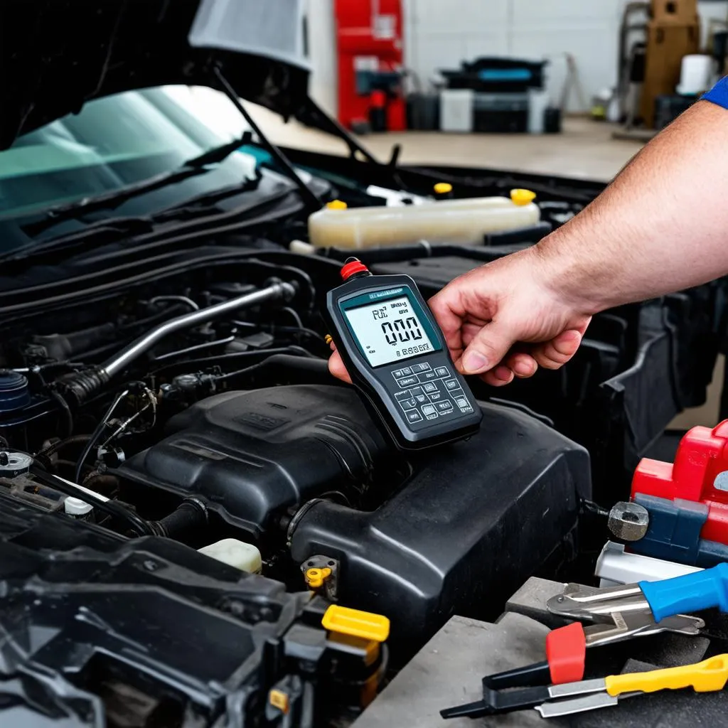 Mechanic Working on Car Engine