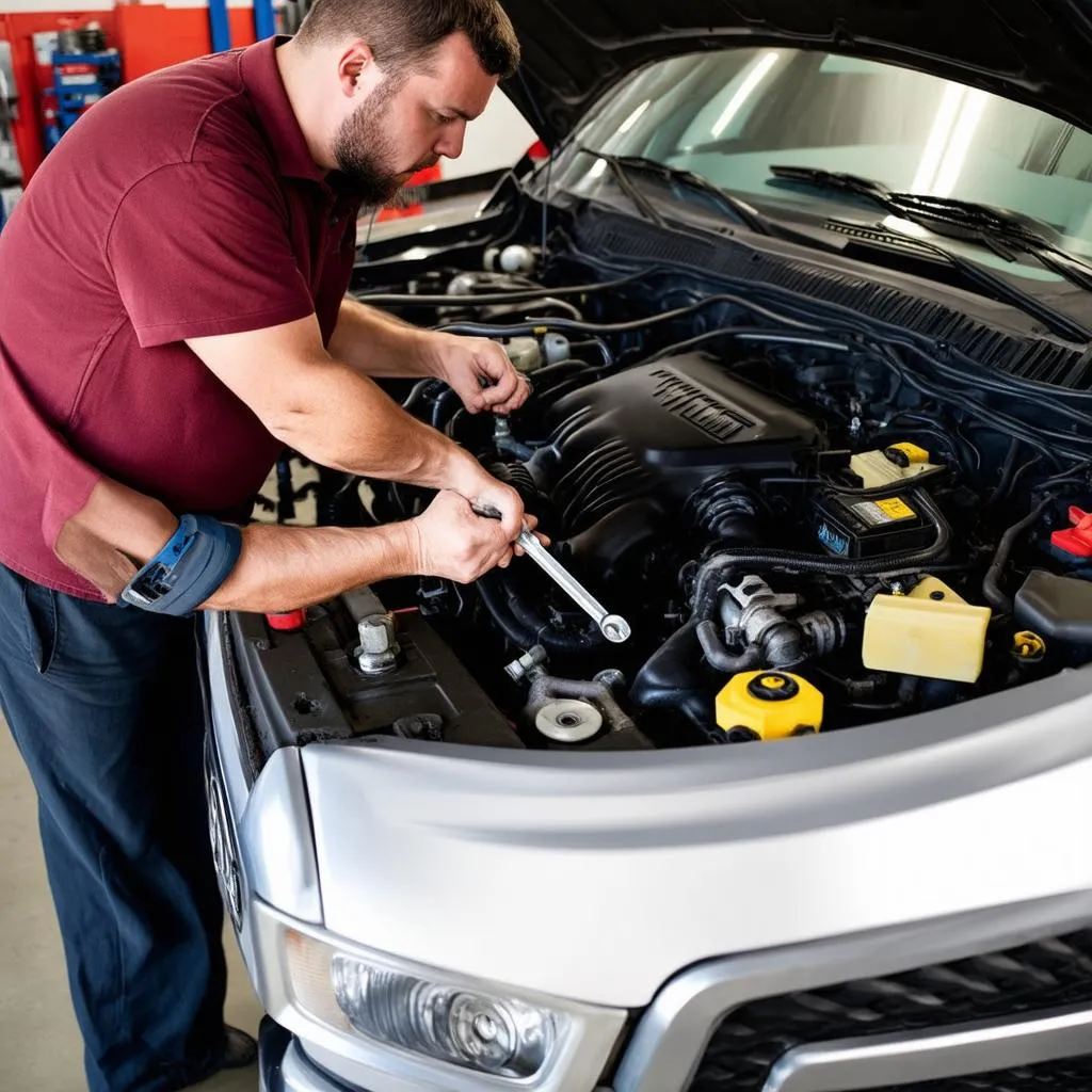 Mechanic Working on Ram 1500