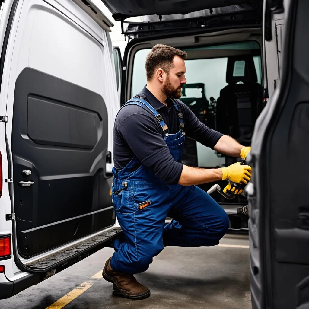 Mécanicien travaillant sur un Sprinter