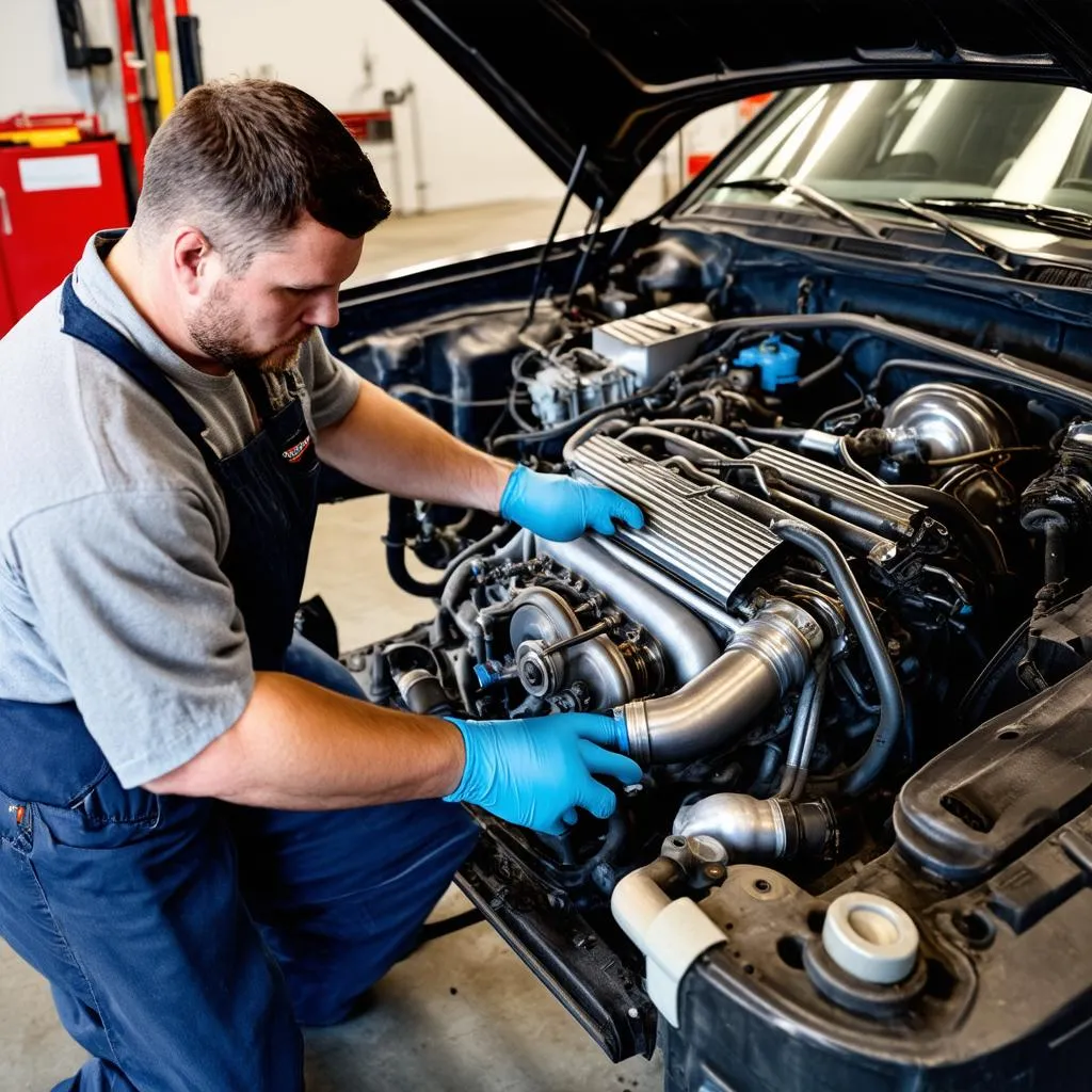 Mechanic Working on Truck