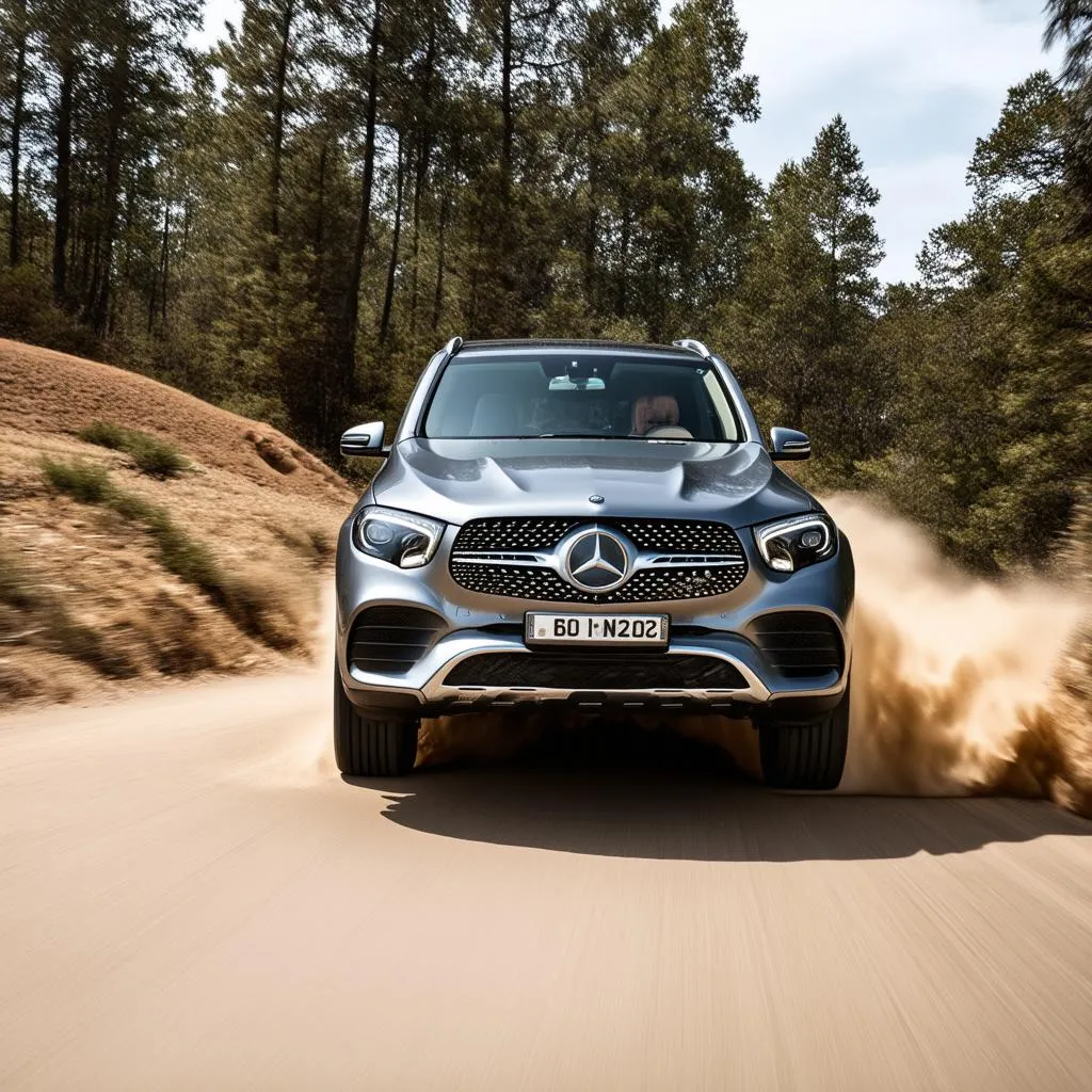 Mercedes GLE bouncing on a rough road