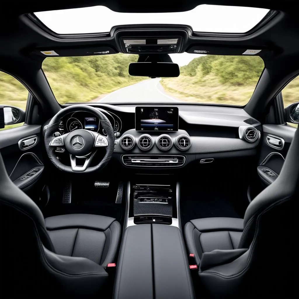 Luxurious interior of a Mercedes GLE with the bounce mode activated