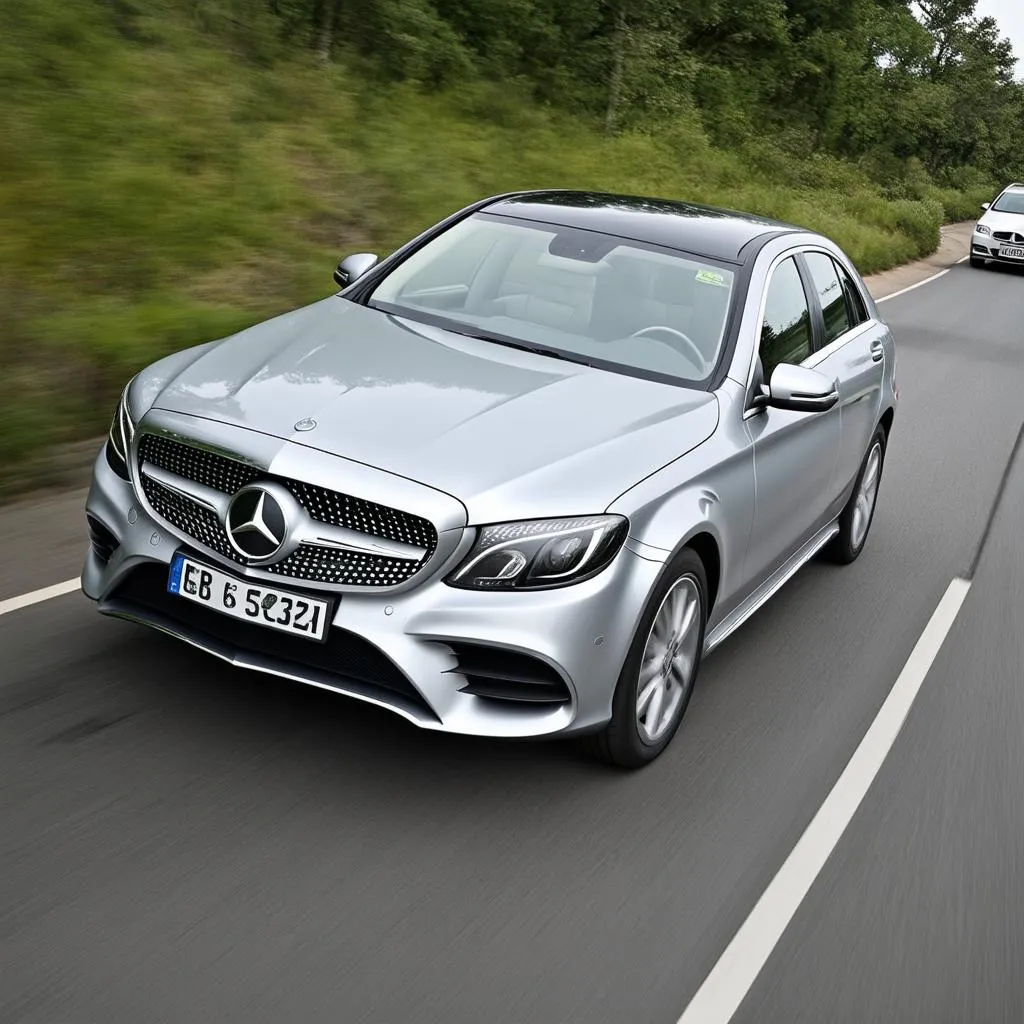 Mercedes on Highway with Distronic