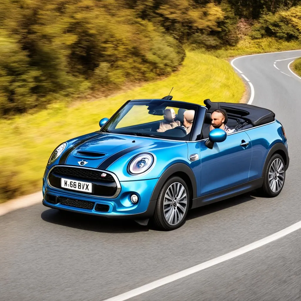 Conduite d'une Mini Cooper Cabrio S sur une route sinueuse