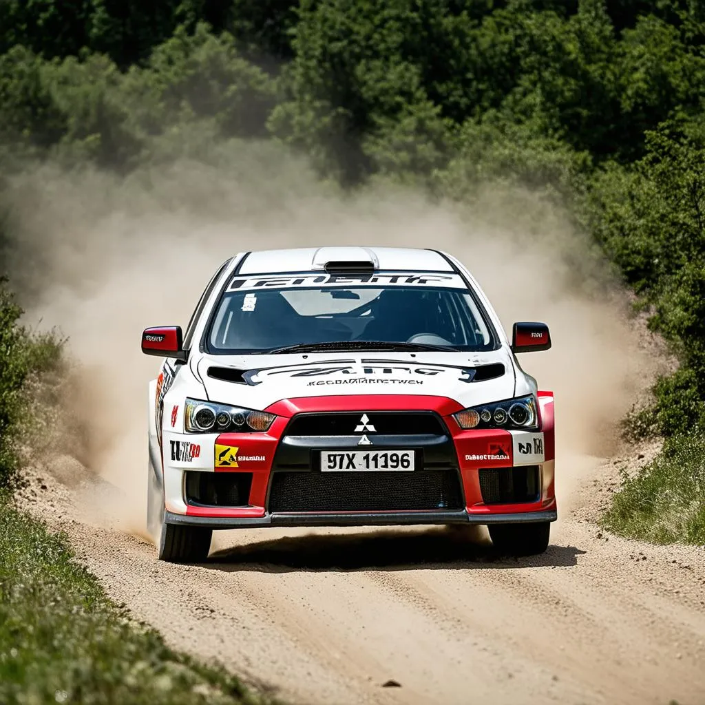 Voiture de rallye Mitsubishi Lancer Evolution