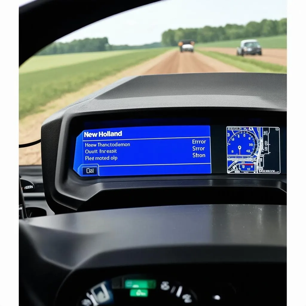 Tableau de bord New Holland avec code d'erreur