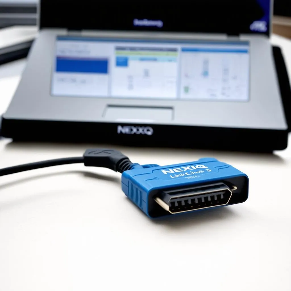 Nexiq USB Link 3 connected to a car's OBD-II port