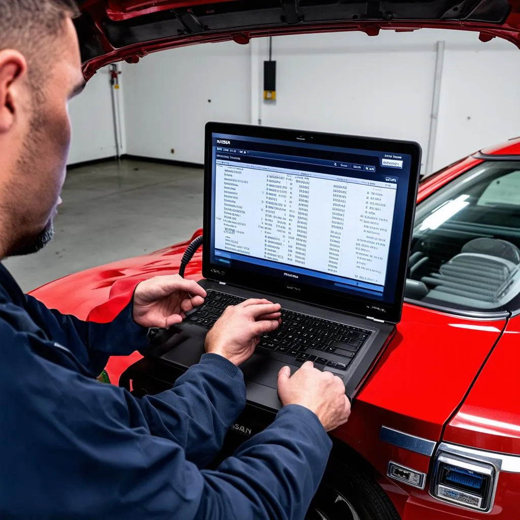 Nissan Data Scan on a Laptop