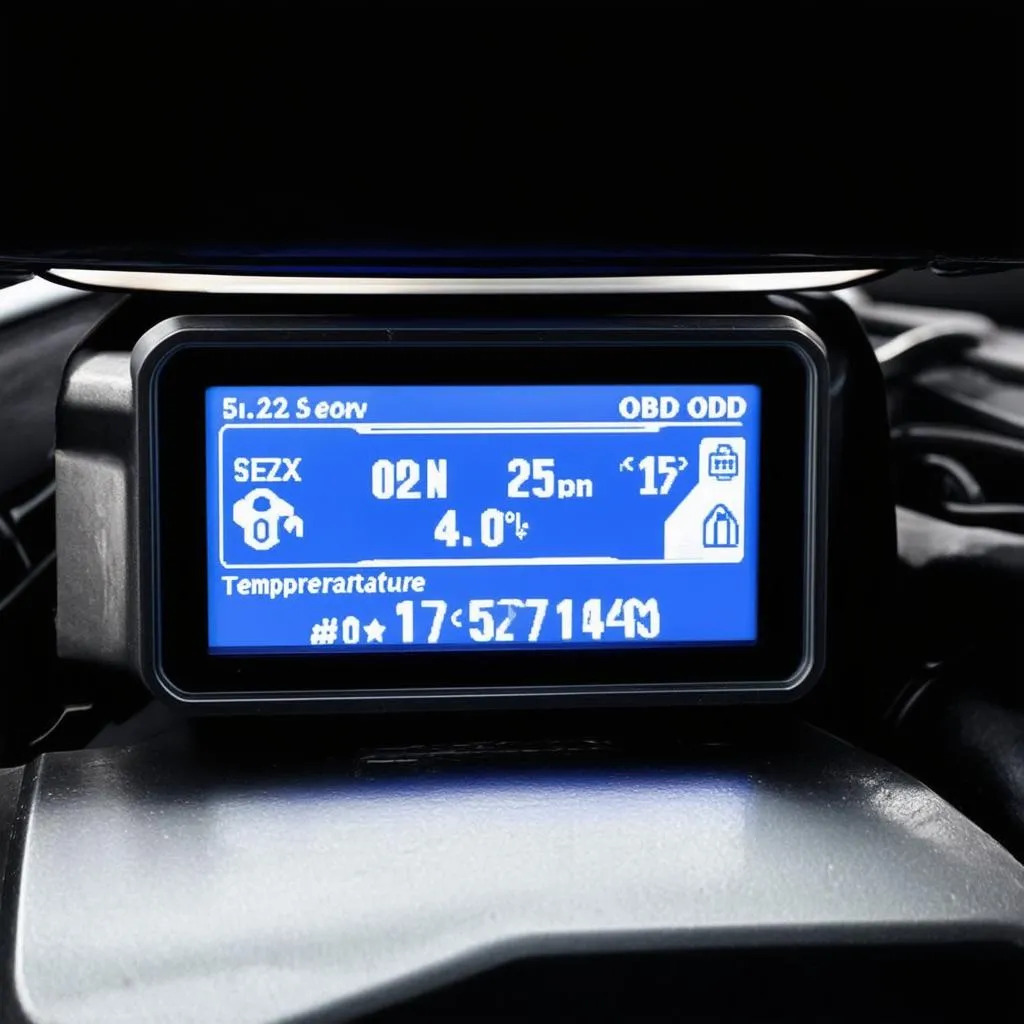 OBD scanner displaying engine data