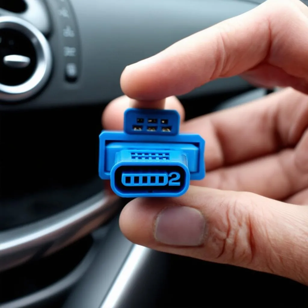 Hand Holding OBD2 Connector