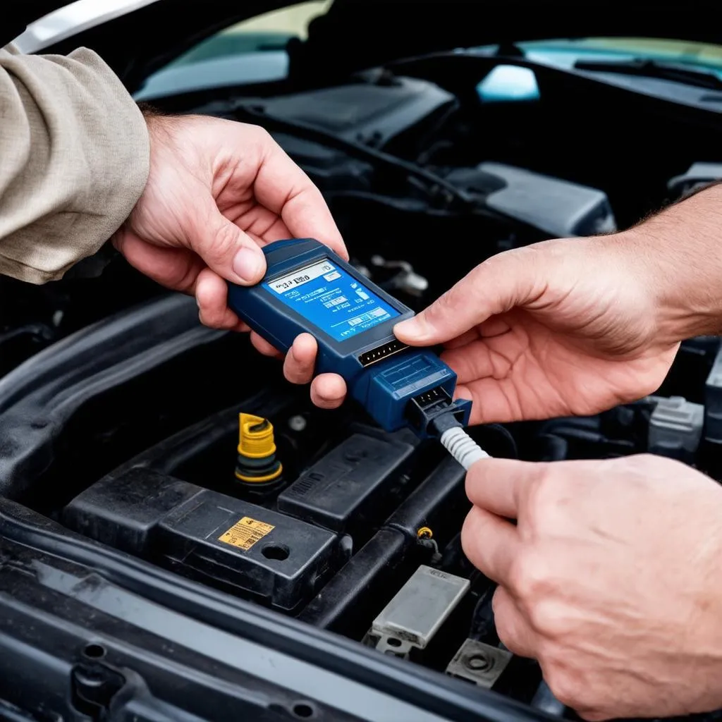 OBD2 Scanner plugged into a BMW E46