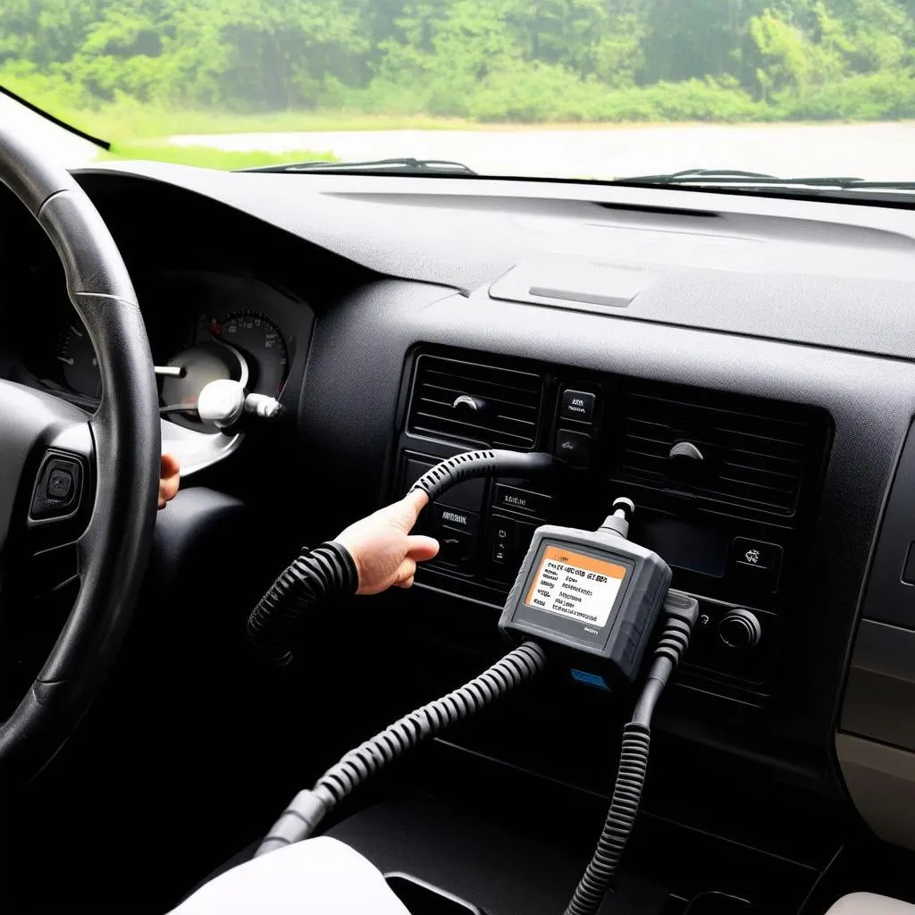 OBD2 Scanner connected to a Toyota Pickup