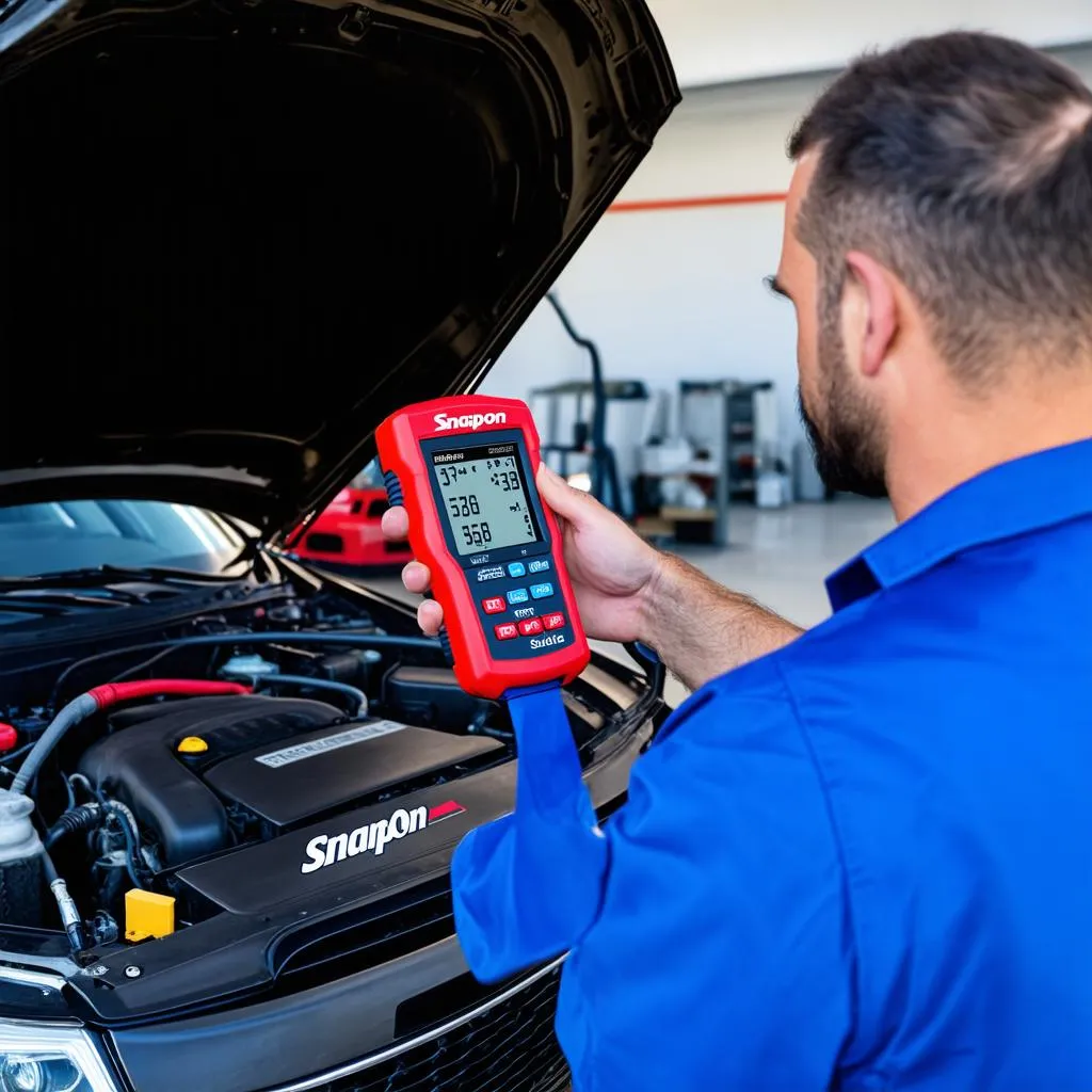 Snap-on Solus Plus being used by a mechanic