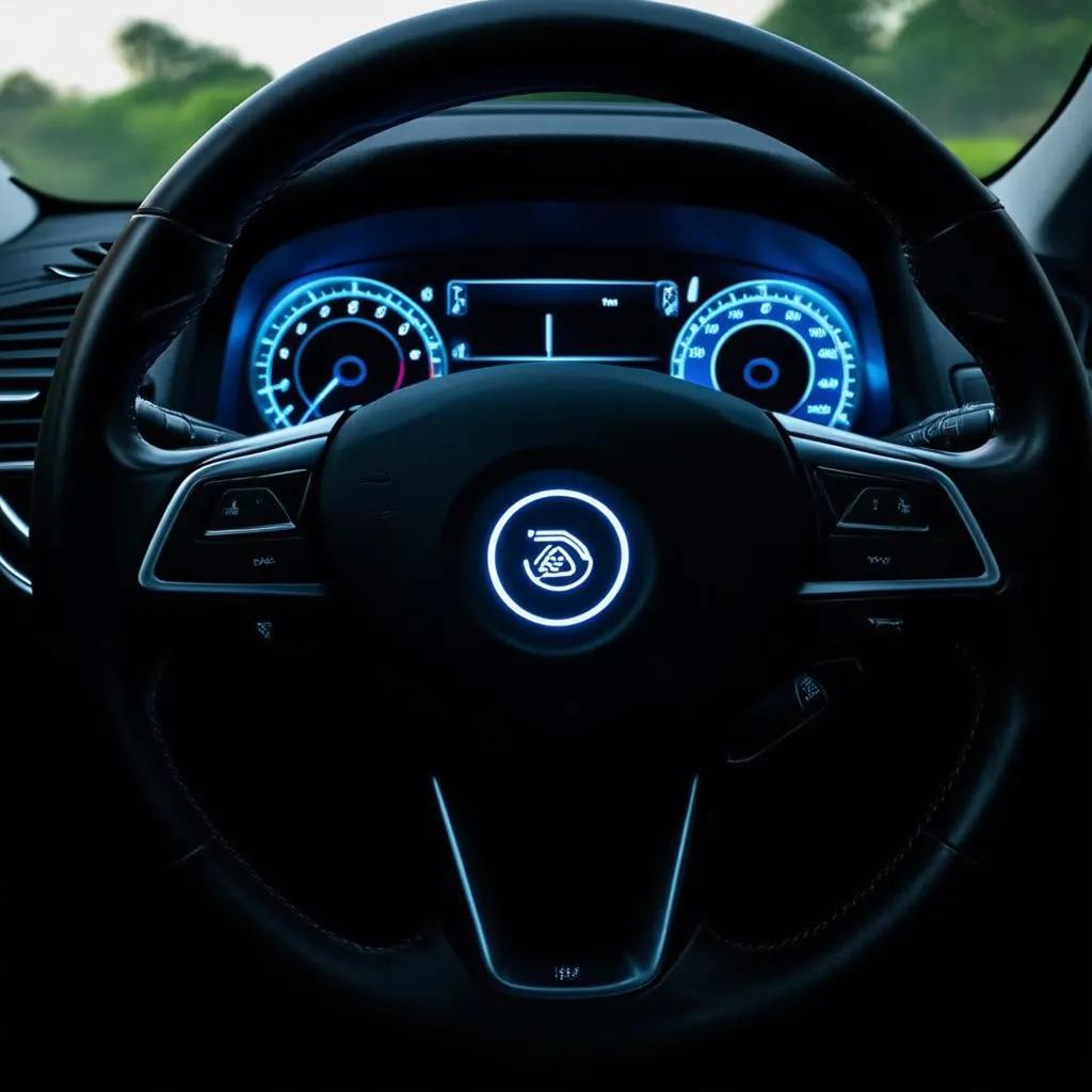 Steering wheel warning light on dashboard