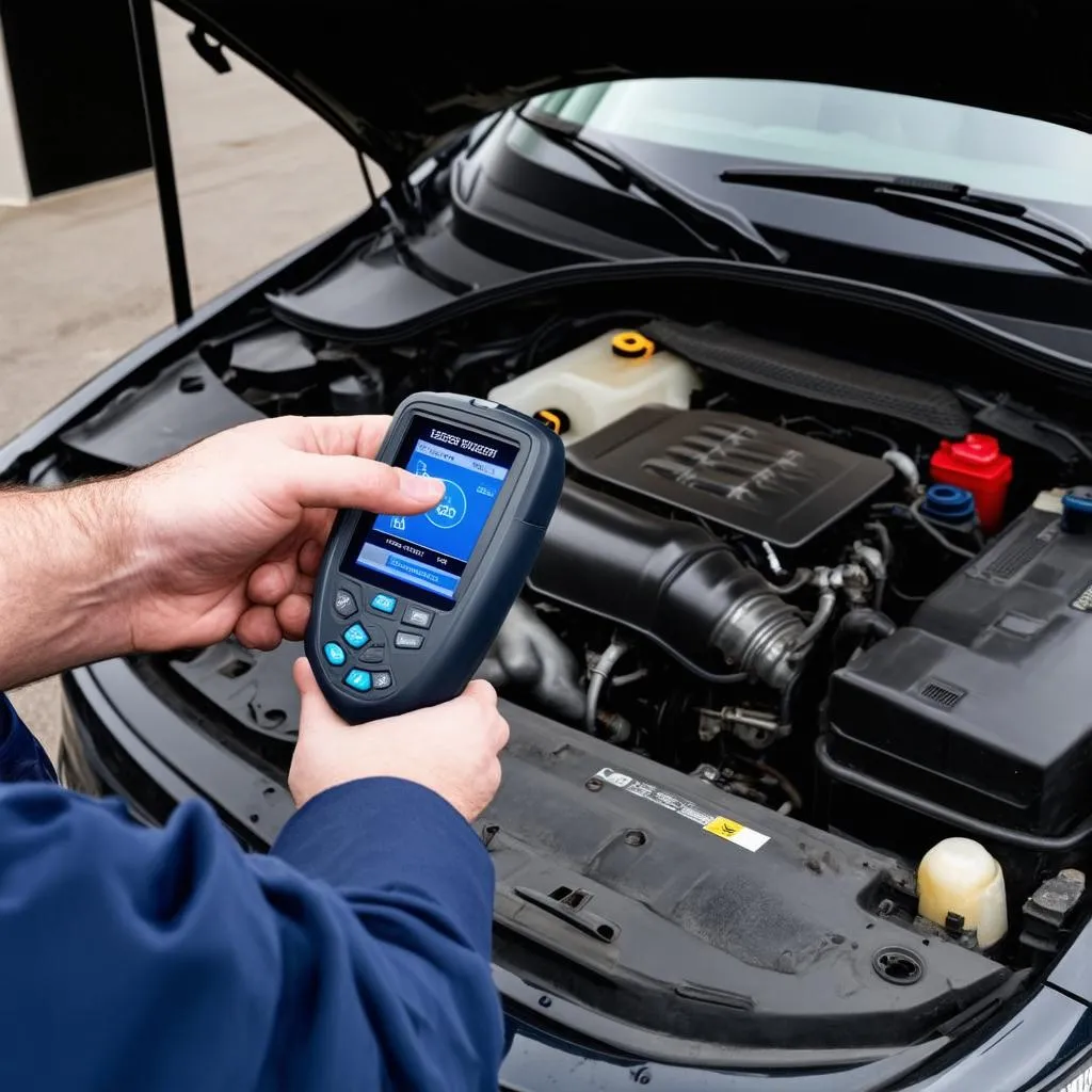 Technicien utilisant un scanner dealer