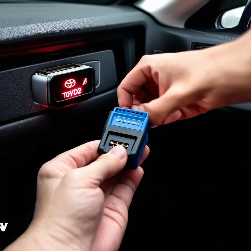 Toyota OBD Reader connected to a car