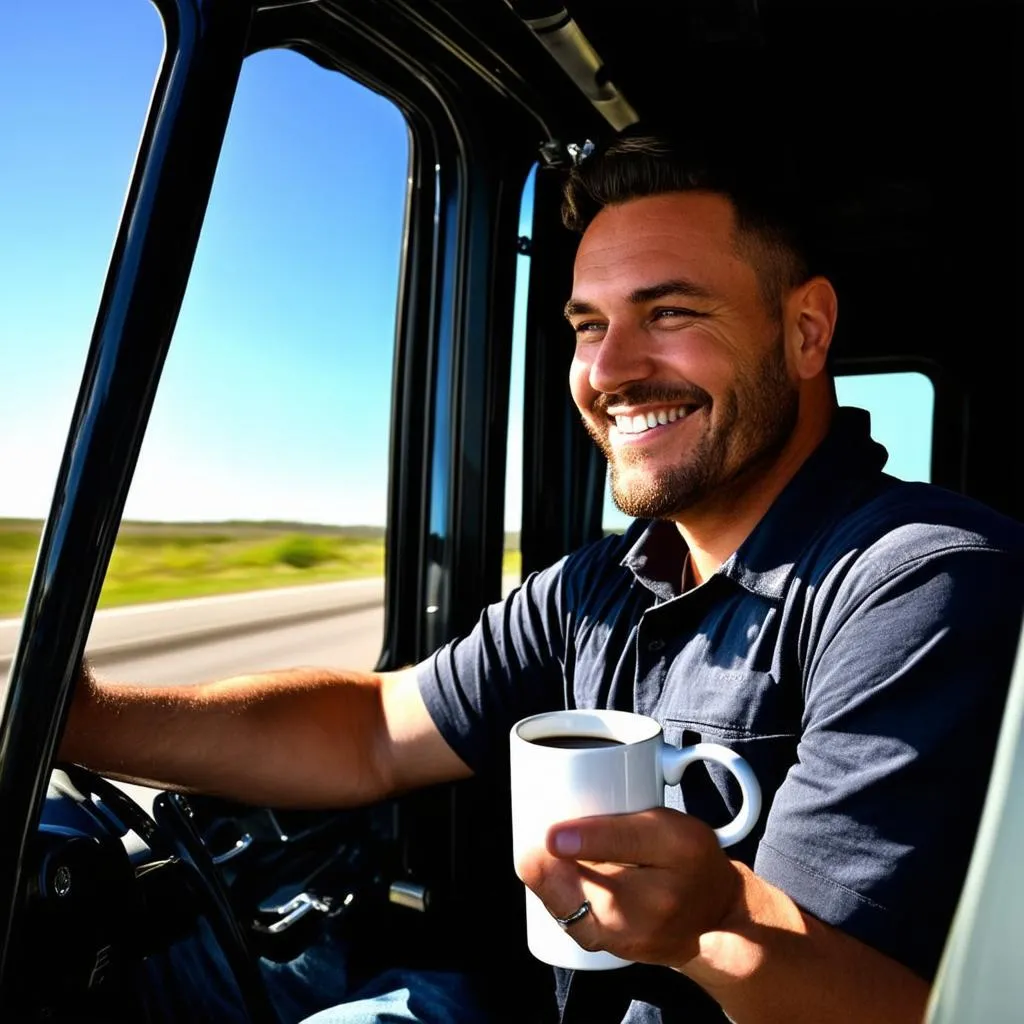 Chauffeur de camion souriant