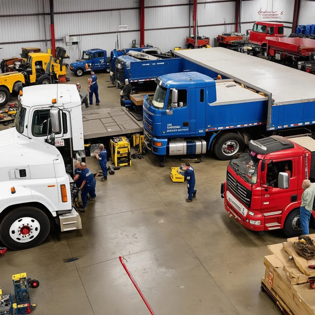 Atelier de réparation de camions