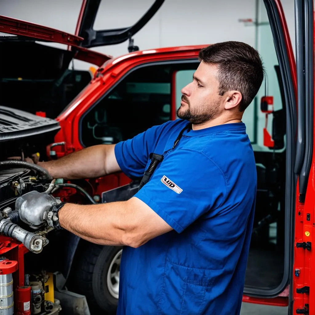 Réparation d'un camion UD 2600