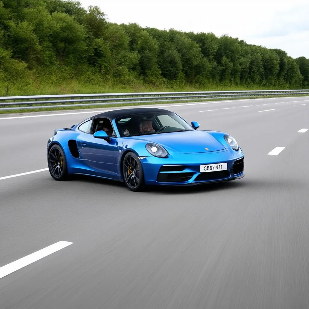 Voiture de sport sur l'Autobahn allemande