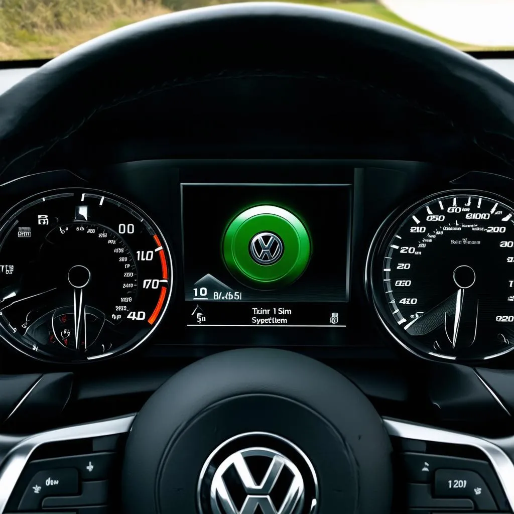 Tableau de bord d'une Volkswagen avec l'ACC activé