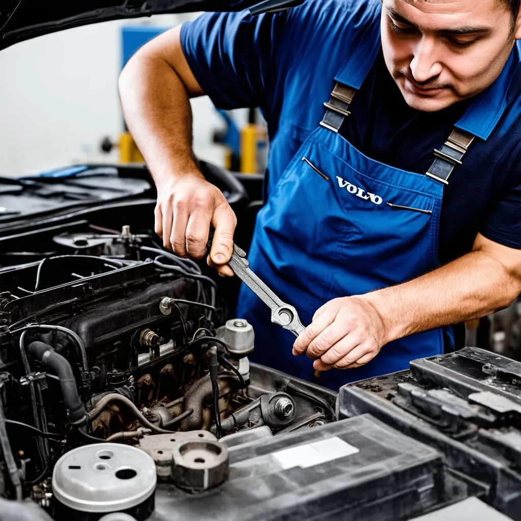 Volvo Mechanic Working