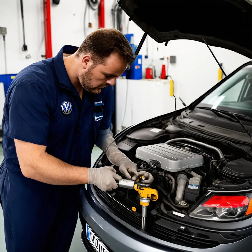 VW Mechanic at Work