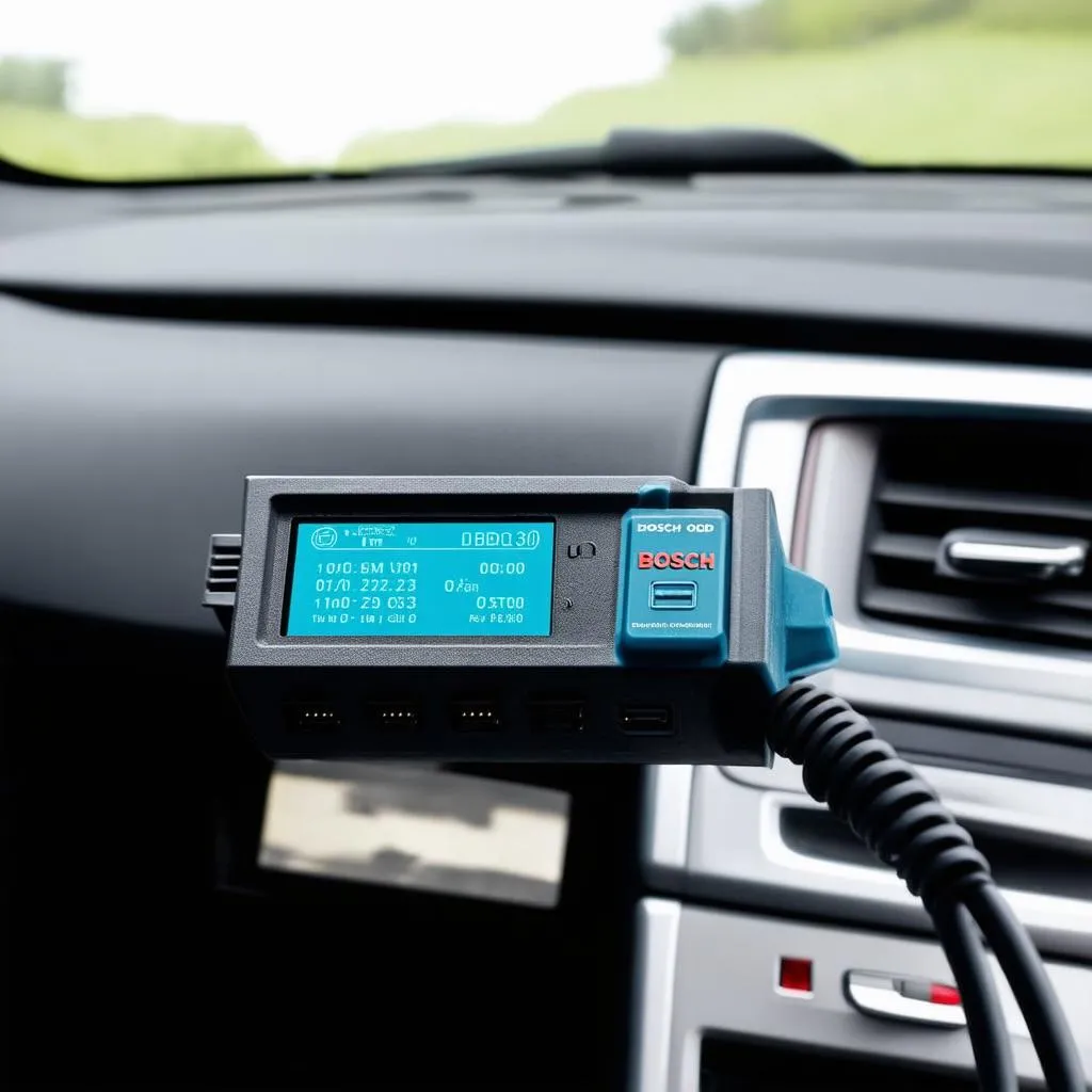 Bosch OBD 150 connected to a car's OBD2 port