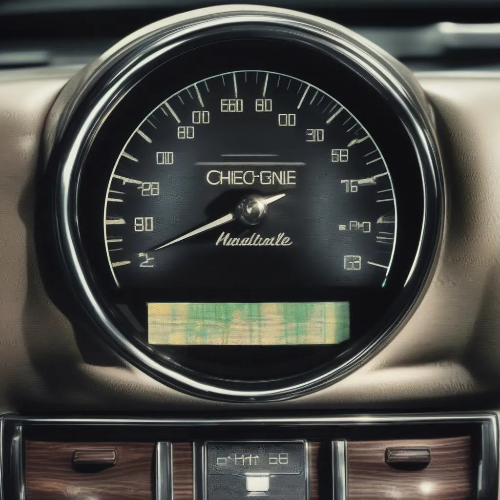 Tableau de bord d'une Cadillac DeVille avec le voyant &quot;Check Engine&quot; allumé