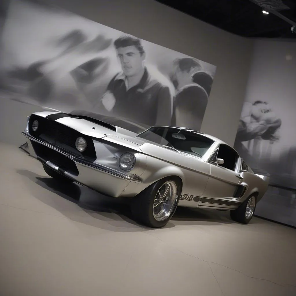 Vue latérale de la Ford Mustang argentée Eleanor